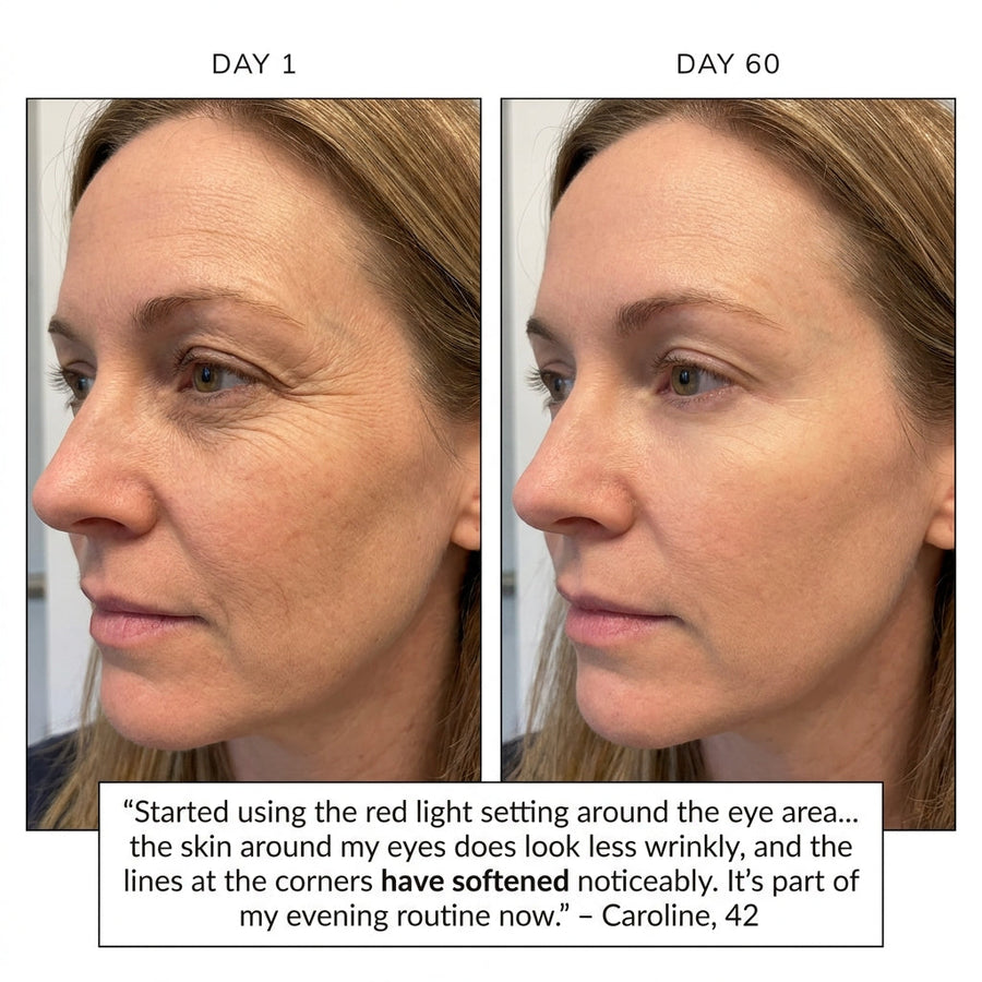 Before and after Day 1 to Day 60 Caroline 42 eye area wrinkles
